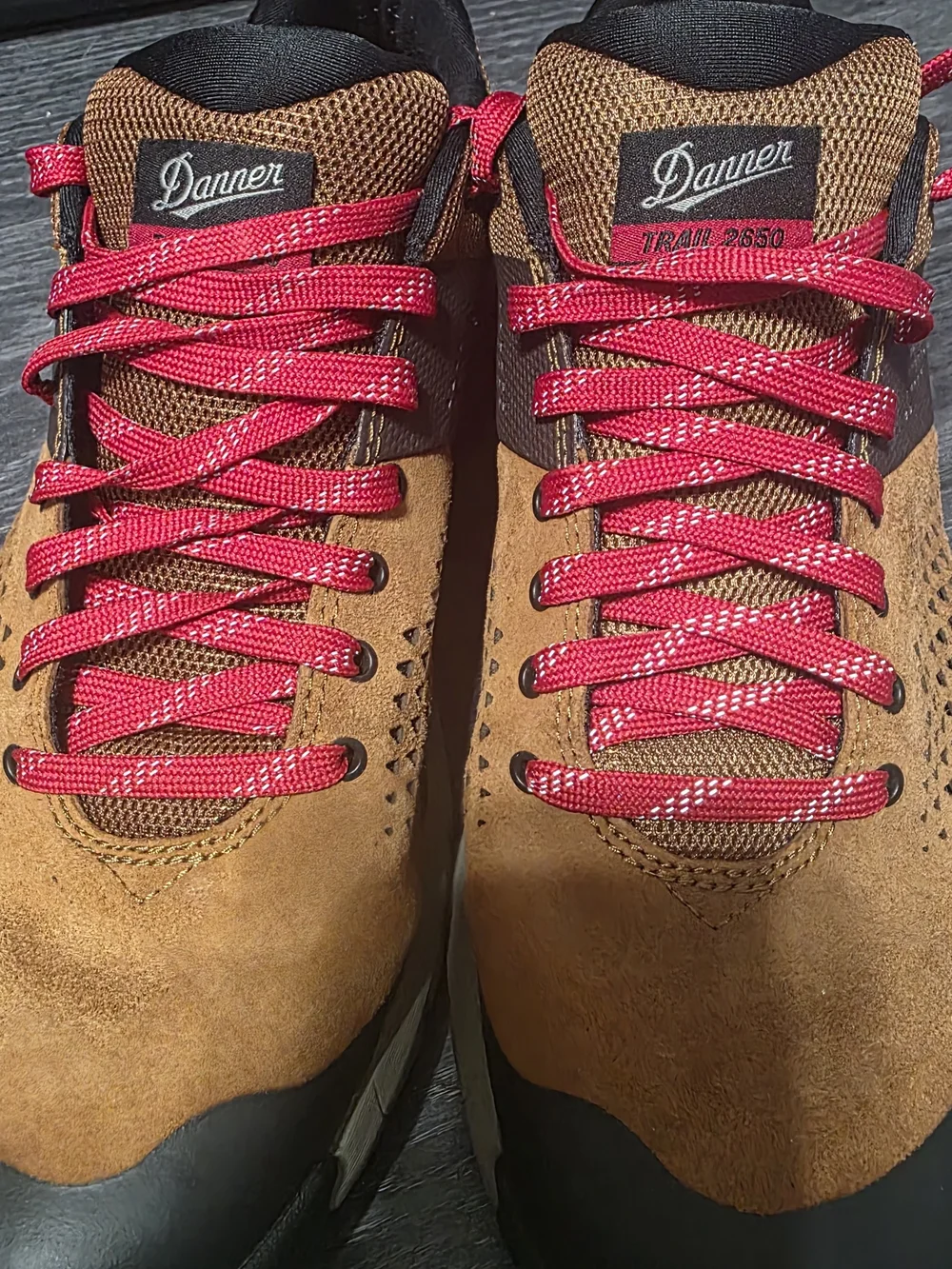 Danner Men's Brown Trail 2650 Hiking Shoes with Red Laces Sz 11.5